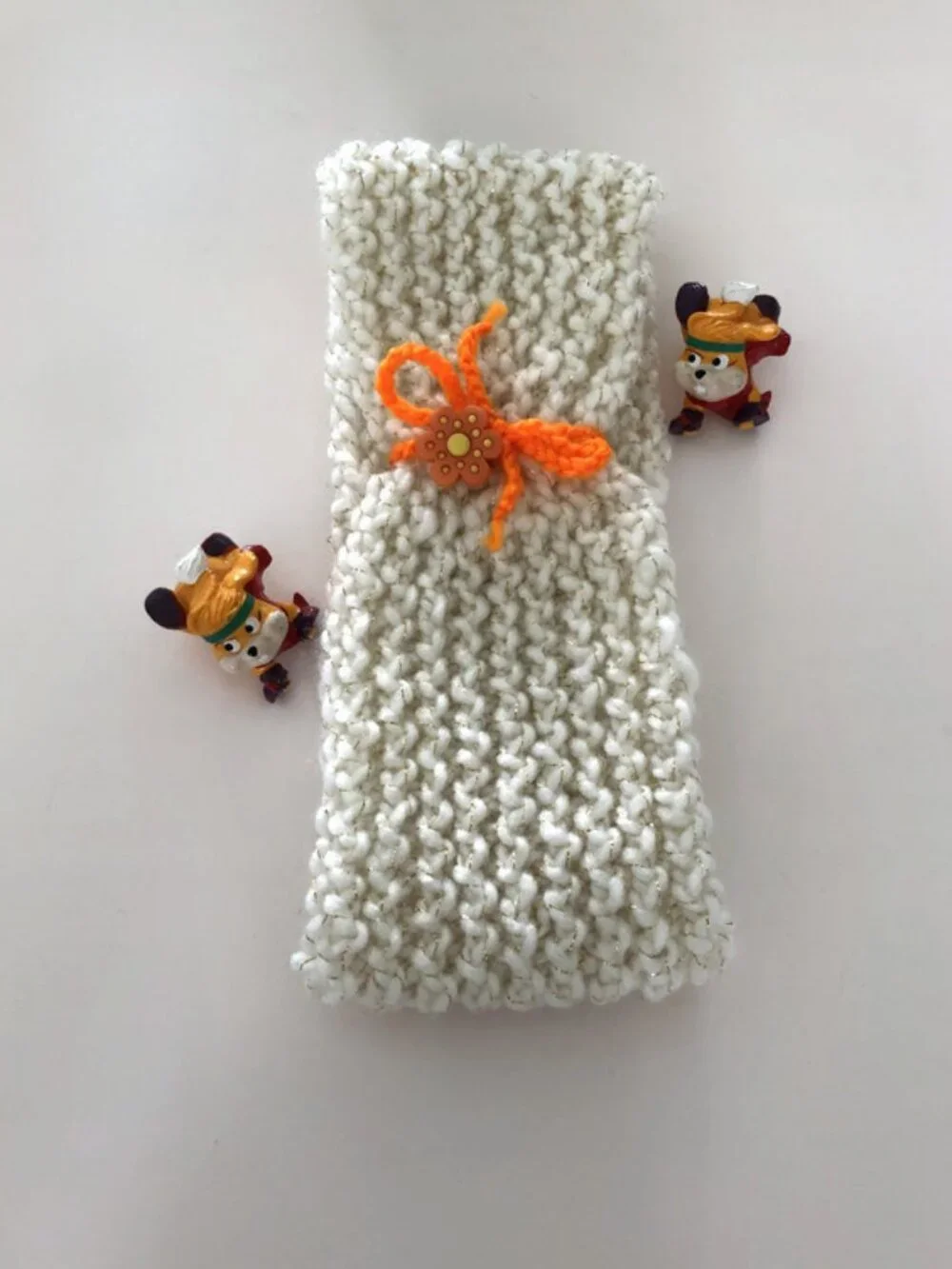 Knitted headband, Ear warmer with flower button